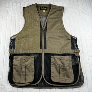 CABELAS Hunting Shooting Vest Padding Mesh Brown Tan Men's Size XL Game Pocket